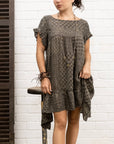La Bottega di Brunella VESTITO BUFFETTONE - Burdell Nero - Fossil worn by model sustainably made in italy AW26 LUXAMORE