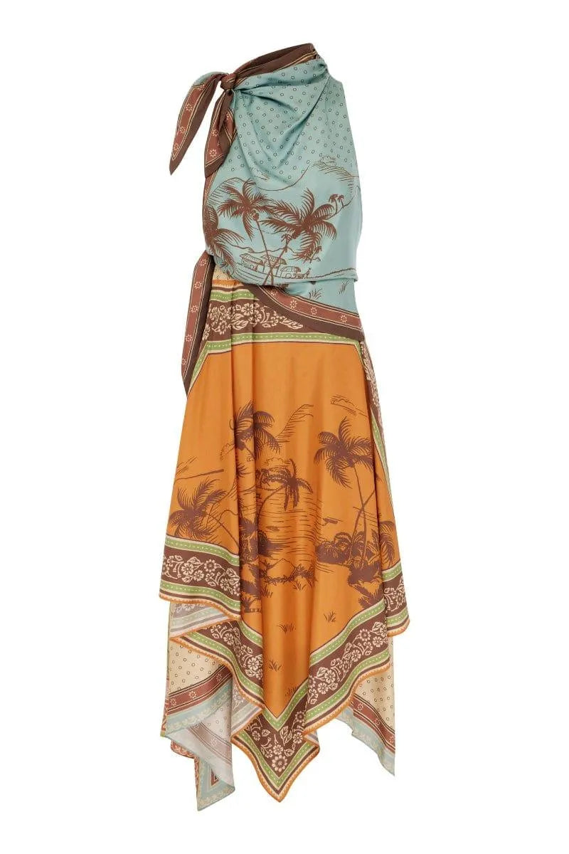 ALÉMAIS Alberta Scarf Midi Dress LUXAMORE  