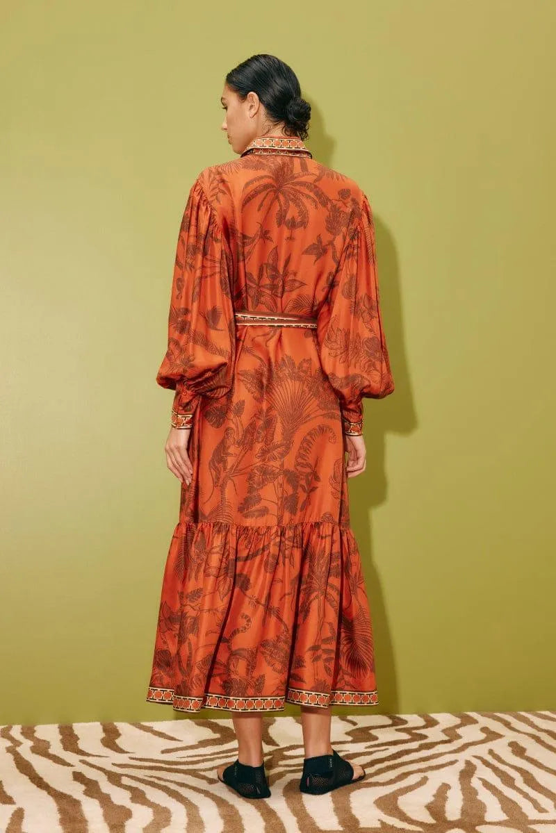 ALEMAIS Monkey Dance Silk Shirtdress LUXAMORE  