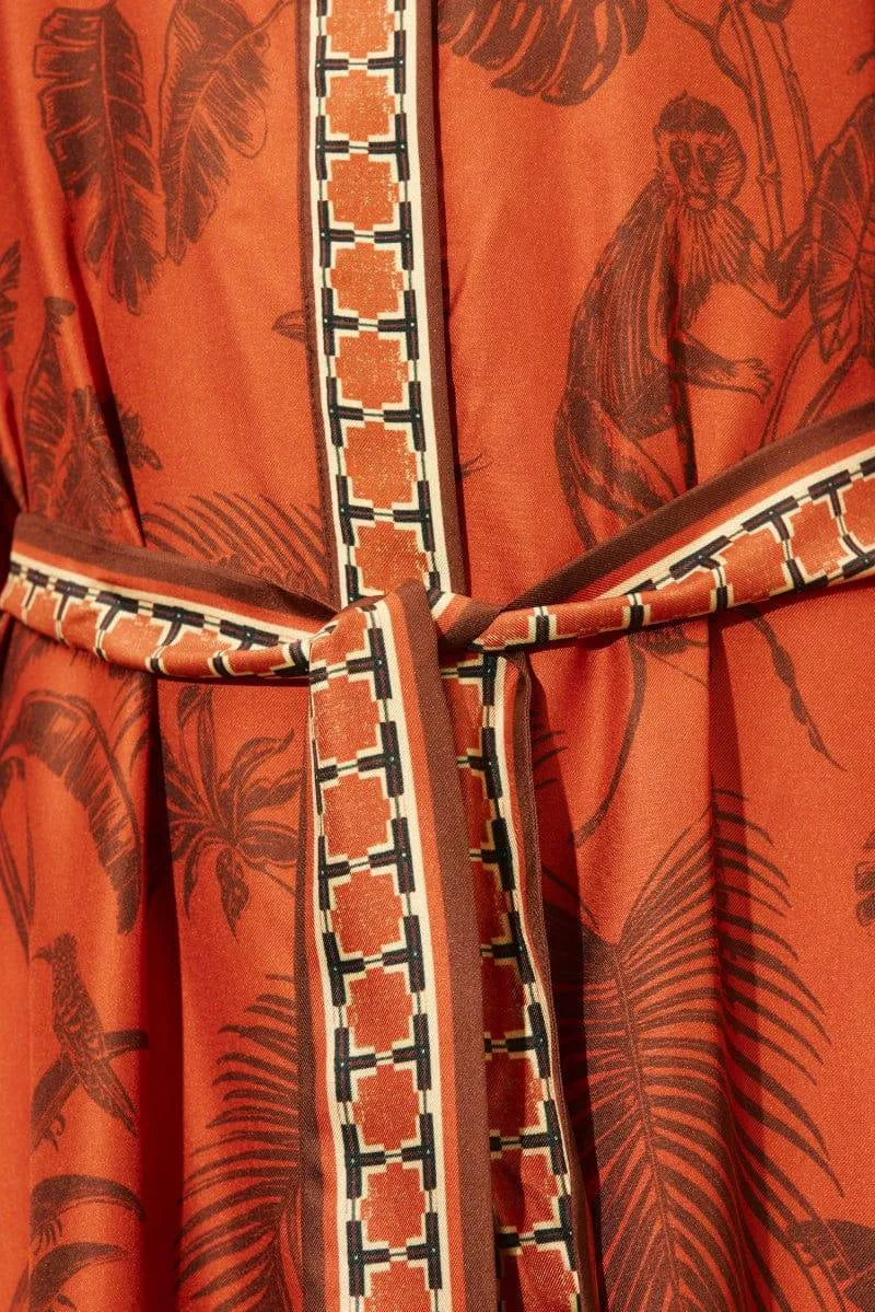 ALEMAIS Monkey Dance Silk Shirtdress LUXAMORE  