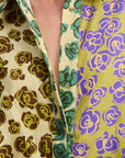 Close-up of Alemais Patty Spliced Shirt sleeve hem showcasing the intricate contrast ruffle detail and fabric texture.. LUXAMORE