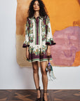 Linen mini shirt dress: ALÉMAIS Ruthie Mini Dress in European linen featuring a vibrant multicolor design.. LUXAMORE