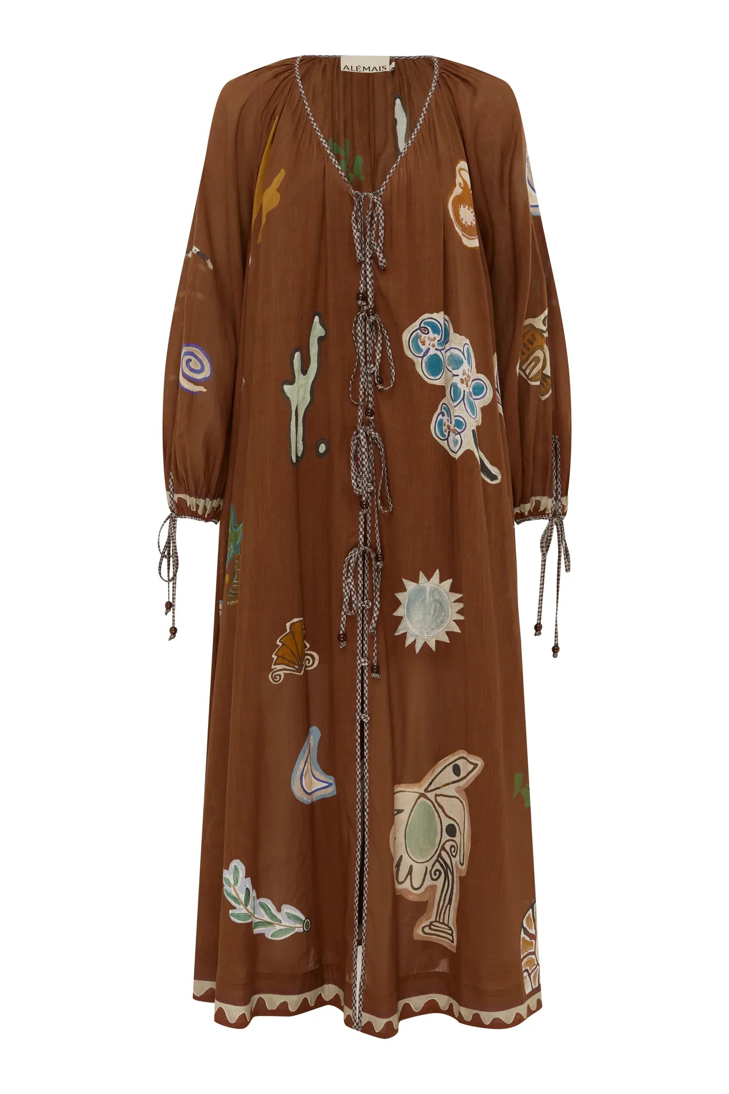 Alemais Laurence Tie Front Shirtdress worn by model in natural setting LUXAMORE 