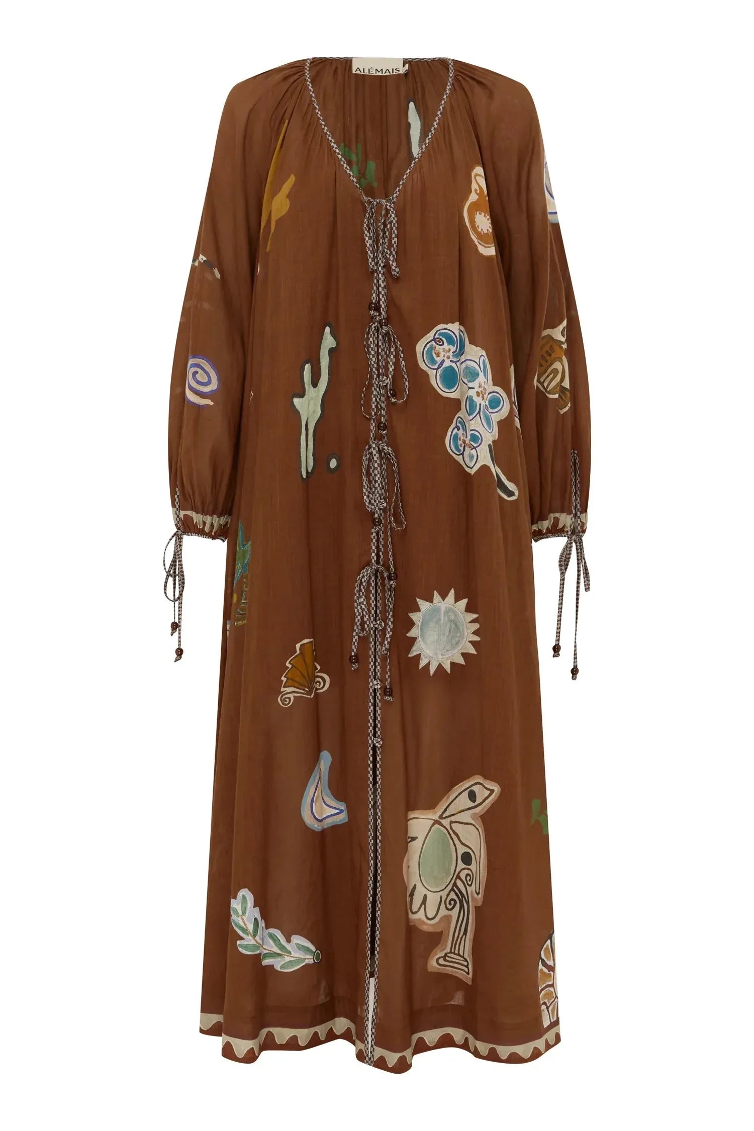 Alemais Laurence Tie Front Shirtdress worn by model in natural setting LUXAMORE 