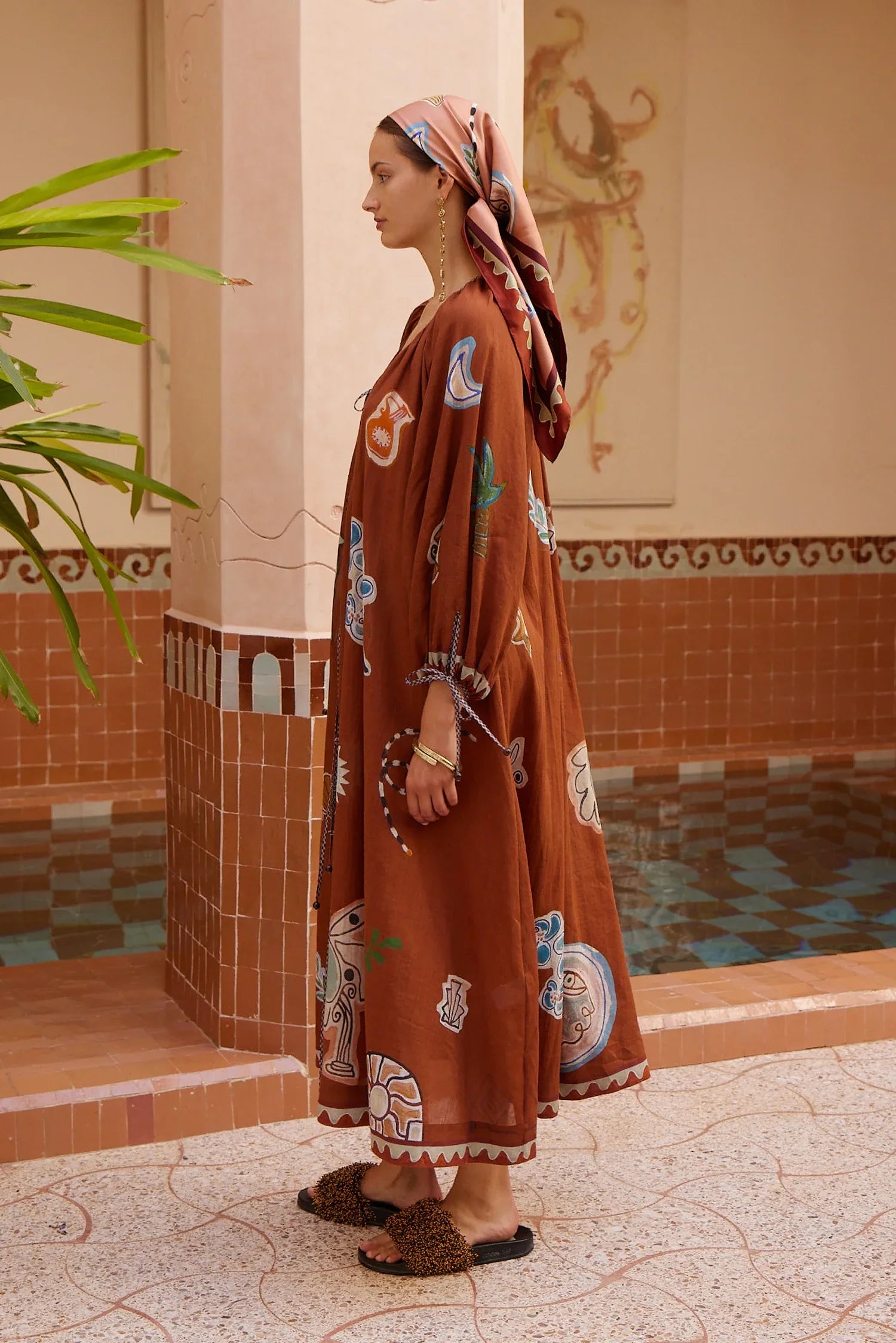 Alemais Laurence Tie Front Shirtdress worn by model in natural setting LUXAMORE 