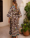 Alemais Maroc Midi Dress worn by model in natural setting LUXAMORE 