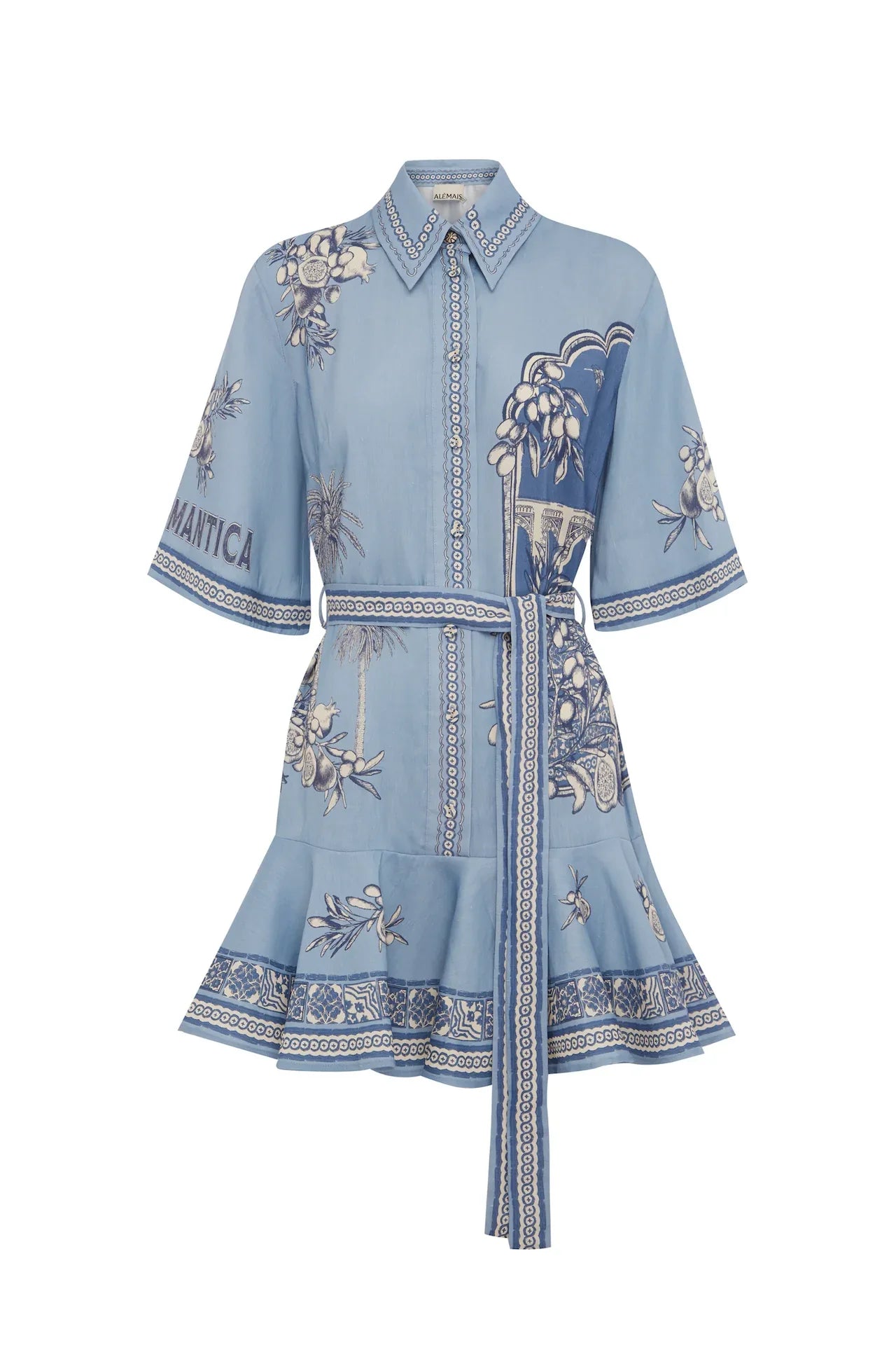 Alemais Villa Romantica Mini Dress worn by model in natural setting LUXAMORE 