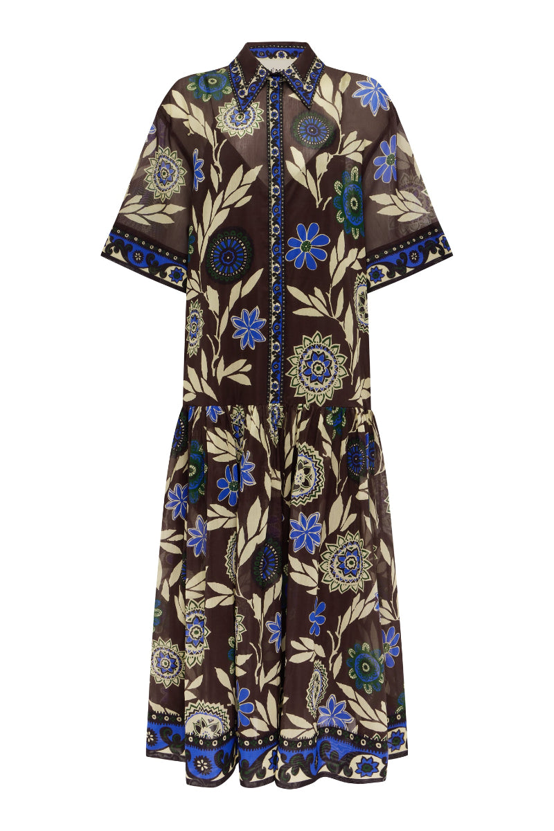 Alemais Jasper Shirtdress Floral patterned dress on a white background