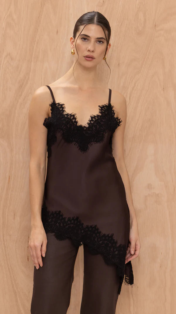 Charli Blake Contrast Lace Camisole - Chocolate
