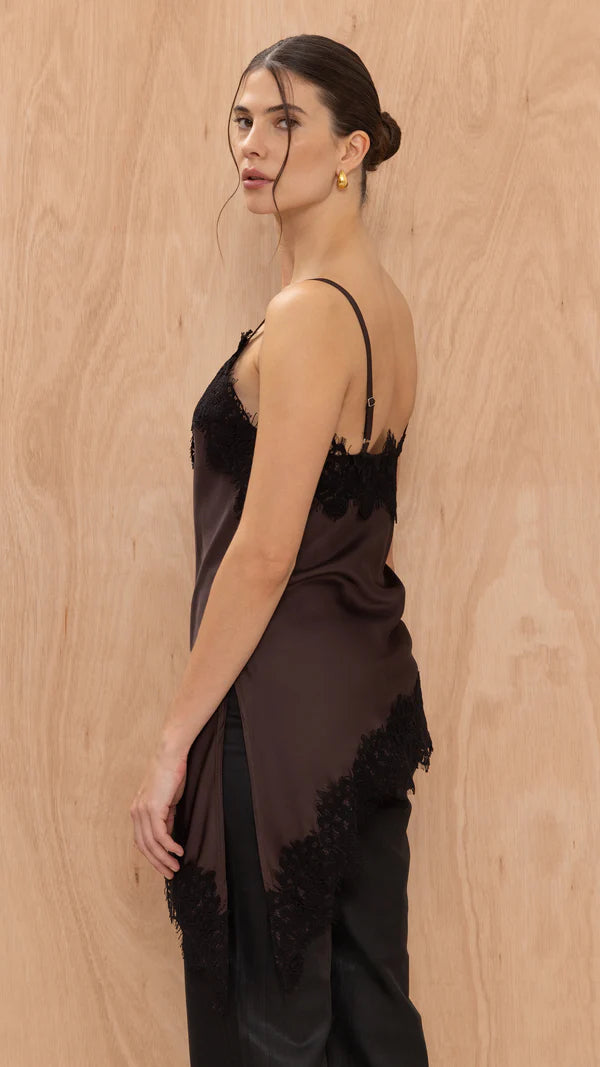 Charli Blake Contrast Lace Camisole - Chocolate