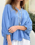 Bypias Alice Linen Shirt - Blue LUXAMORE  