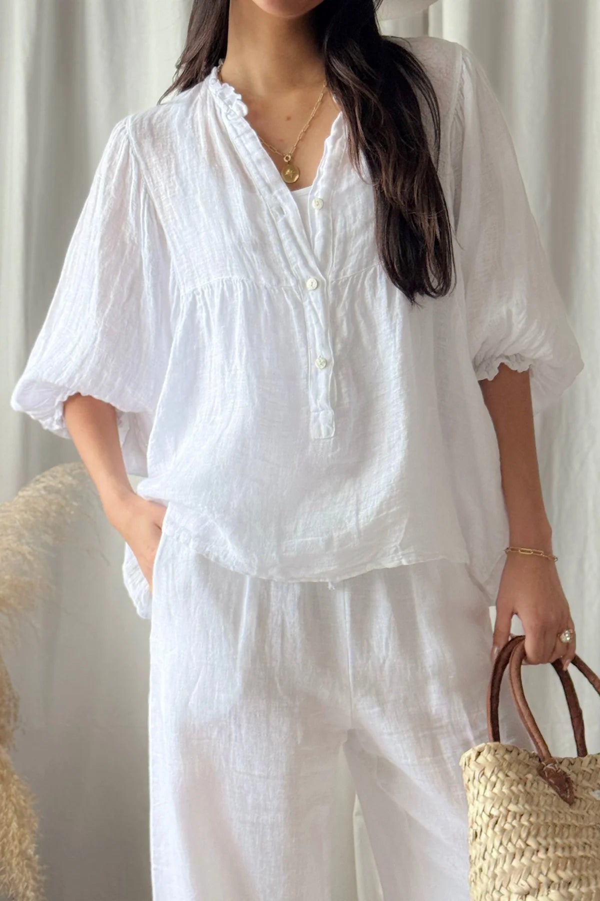 Bypias Alice Linen Shirt - White LUXAMORE  