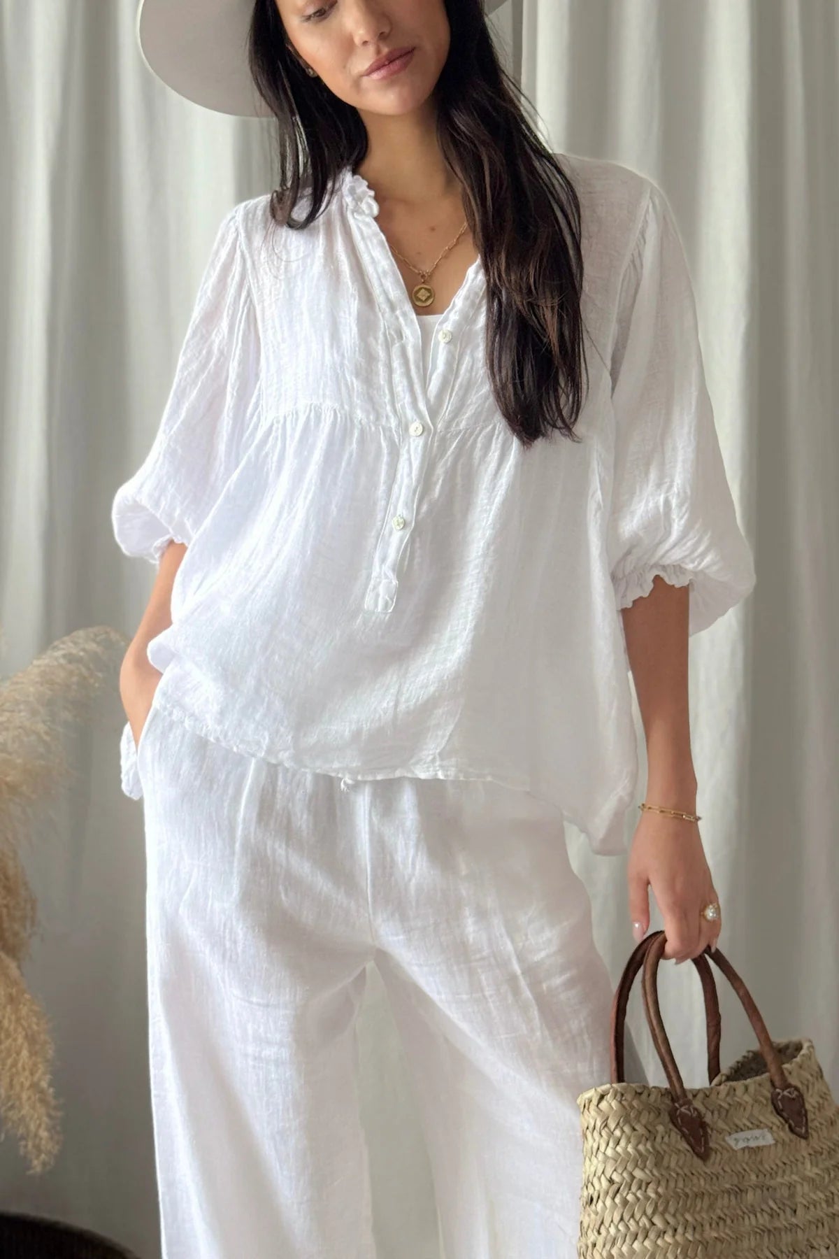 Bypias Alice Linen Shirt - White LUXAMORE  