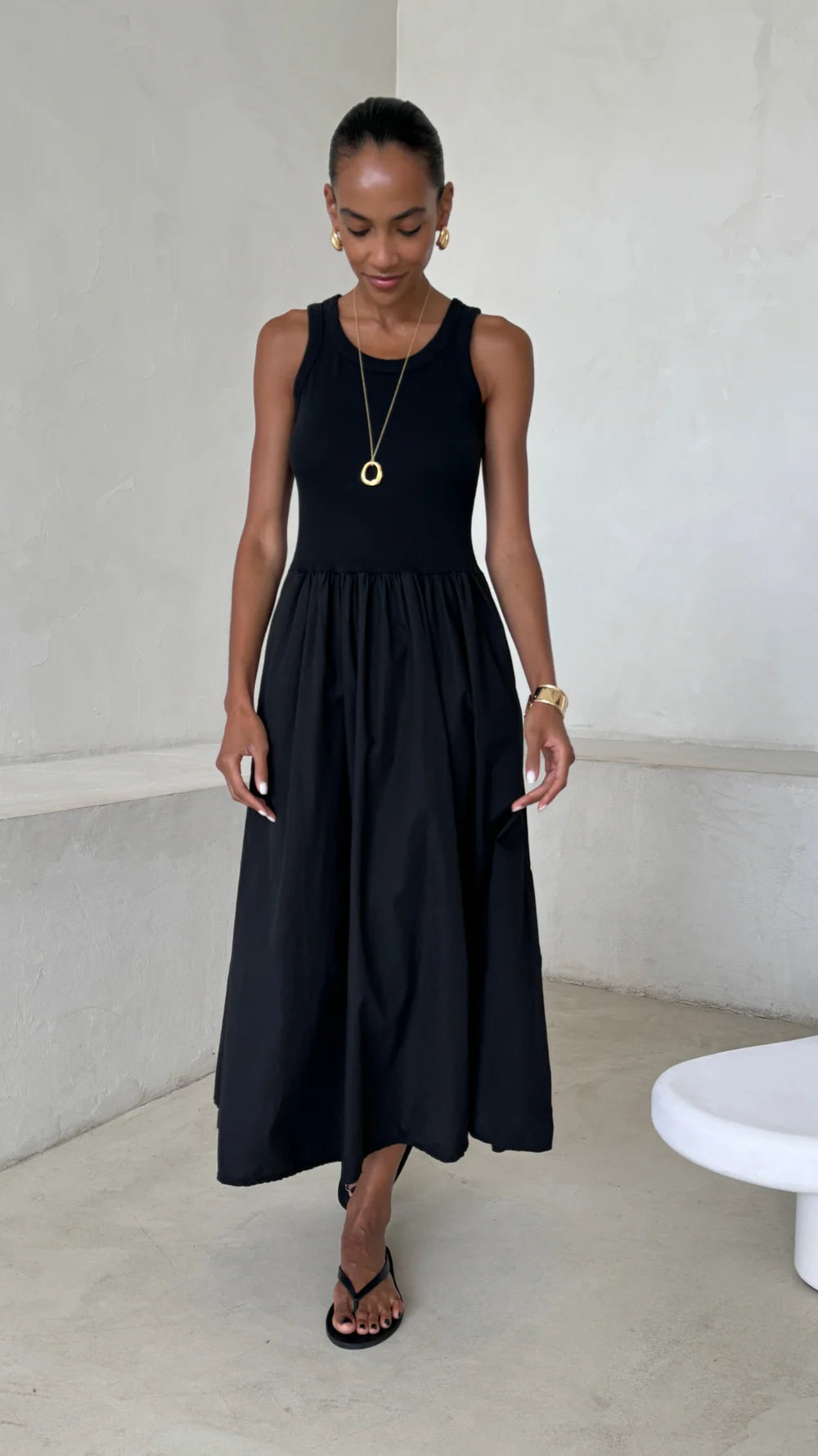 Charli - Mel Cotton Dress - Black Sustainable LUXAMORE