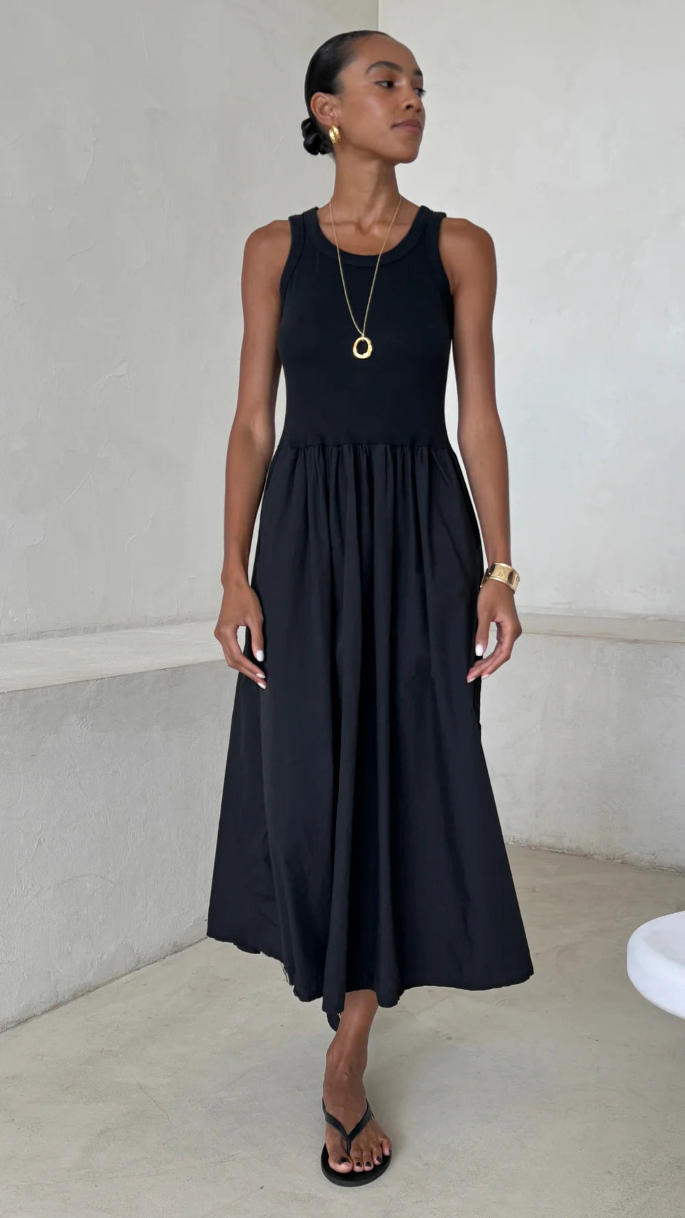 Charli - Mel Cotton Dress - Black Sustainable LUXAMORE