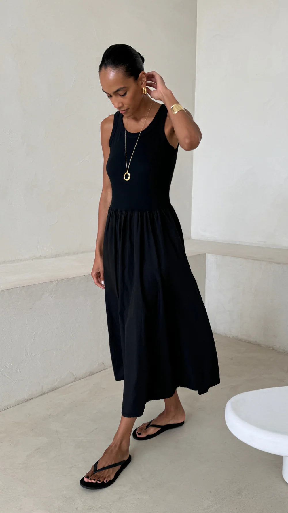 Charli - Mel Cotton Dress - Black Sustainable LUXAMORE