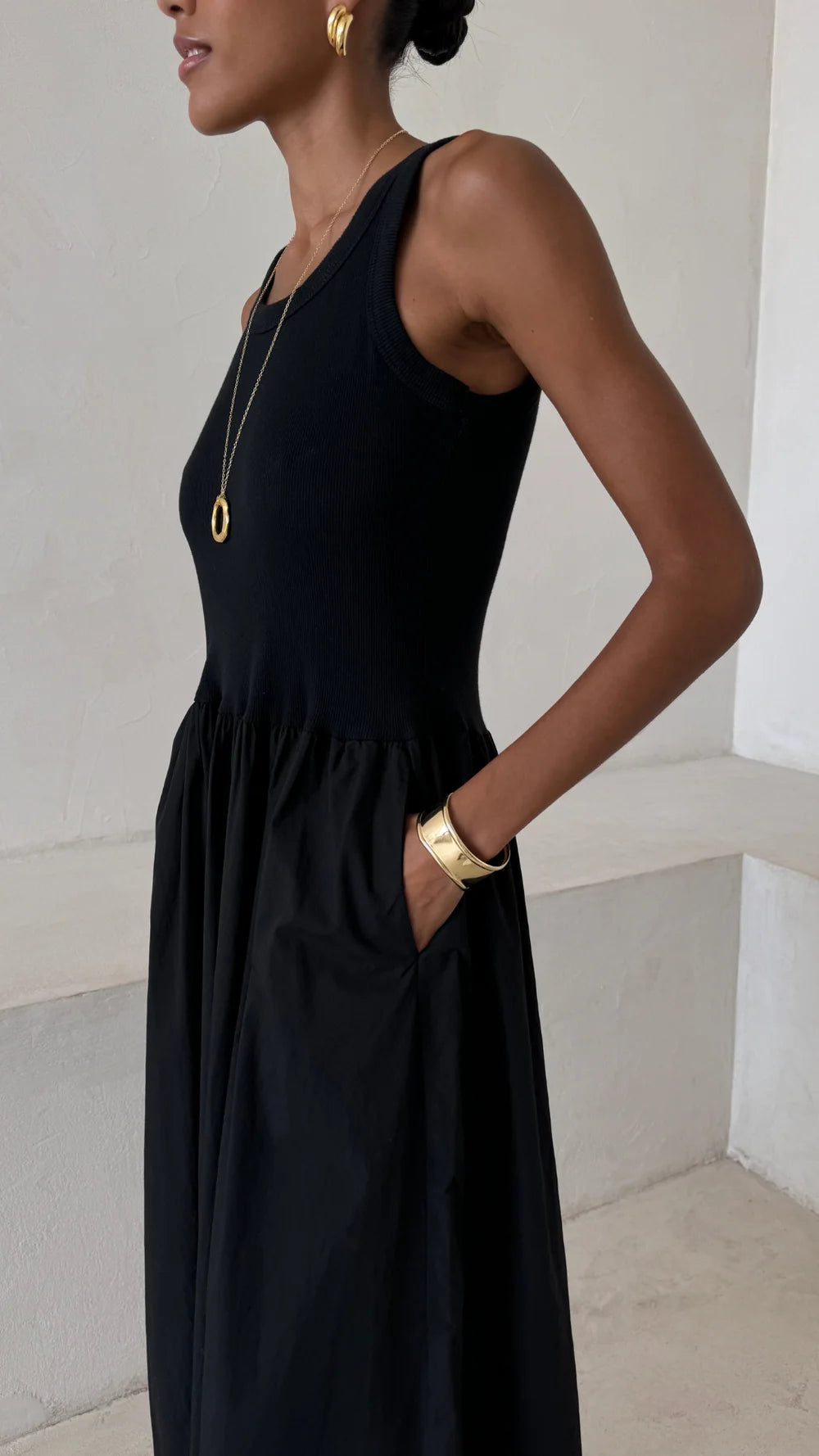 Charli - Mel Cotton Dress - Black Sustainable LUXAMORE