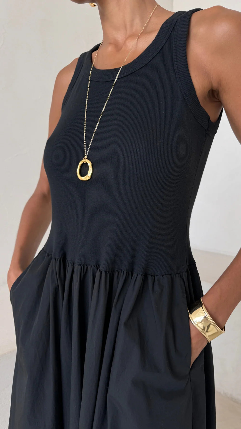 Charli - Mel Cotton Dress - Black Sustainable LUXAMORE