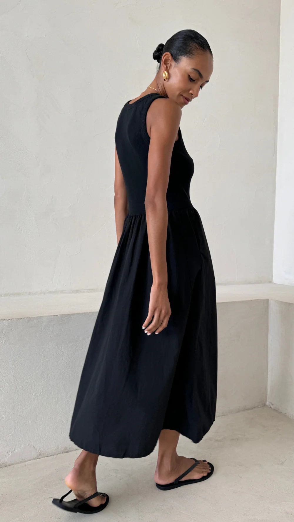 Charli - Mel Cotton Dress - Black Sustainable LUXAMORE