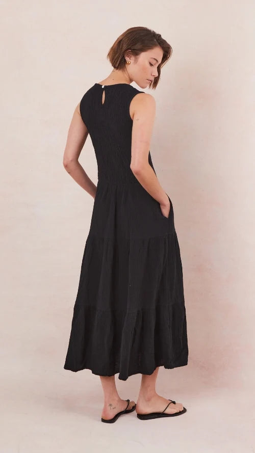 Charli - Mel Cotton Dress - Black Sustainable LUXAMORE