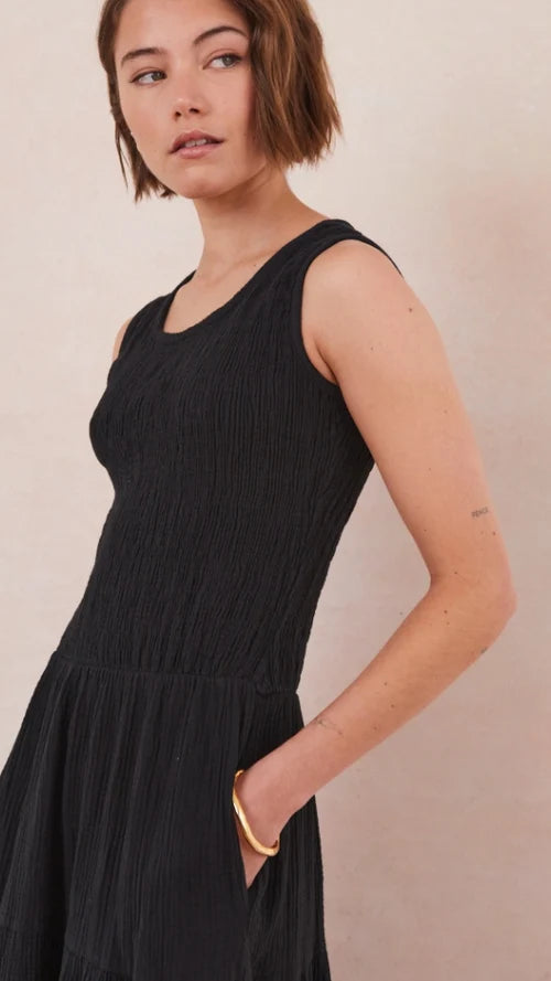Charli - Mel Cotton Dress - Black Sustainable LUXAMORE
