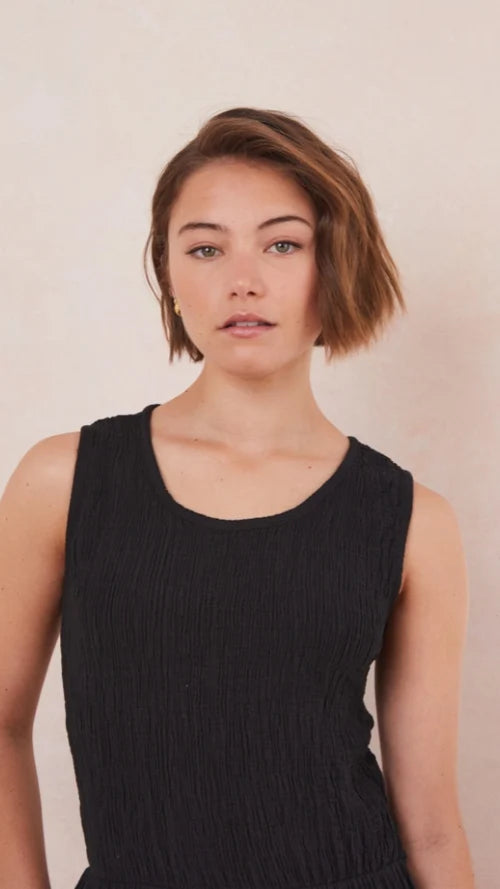 Charli - Mel Cotton Dress - Black Sustainable LUXAMORE