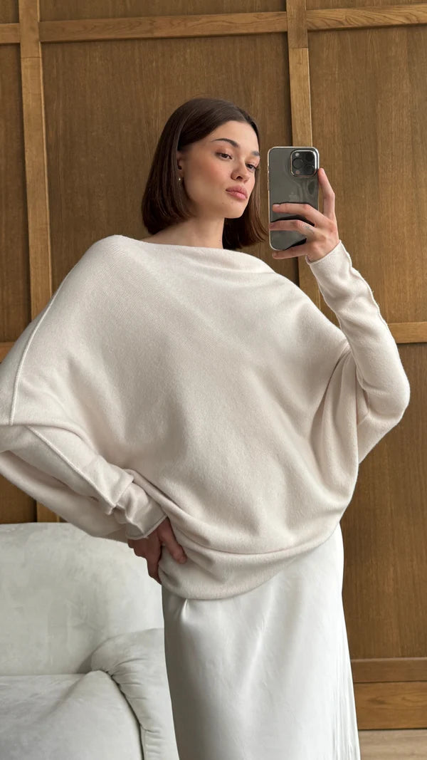 Charli - Natalie Asymmetric Sweater - Ivory LUXAMORE  