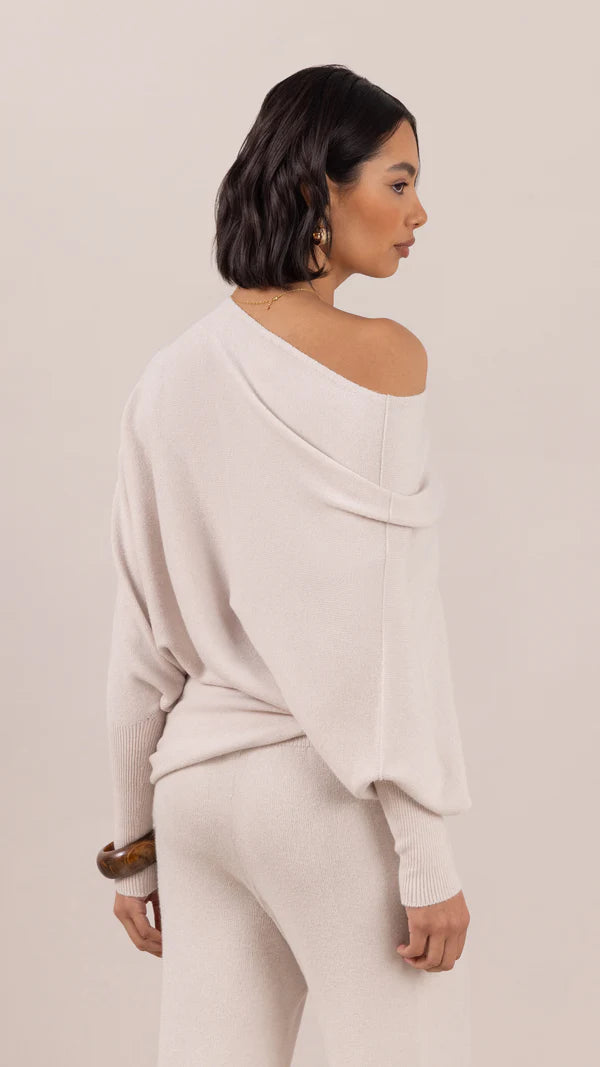 Charli - Natalie Asymmetric Knit Sweater - Ivory LUXAMORE  