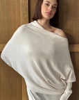 Alemais Sustainable Florence-Shirt close up worn by model LUXAMORE