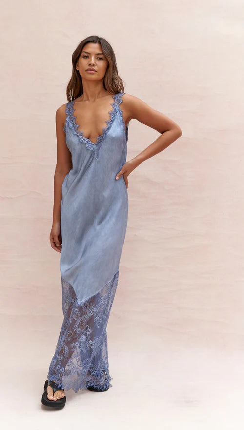 Charli - Solange Slip Dress - Washed Blue LUXAMORE  