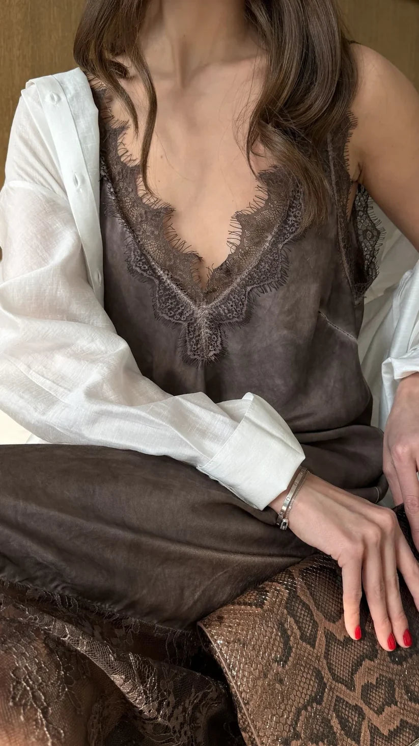 Charli - Solange Slip Dress - Espresso