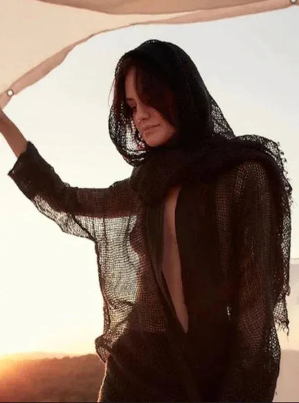 Estilio Emporio Vatican Jacket - Natural worn by model in natural setting LUXAMORE 