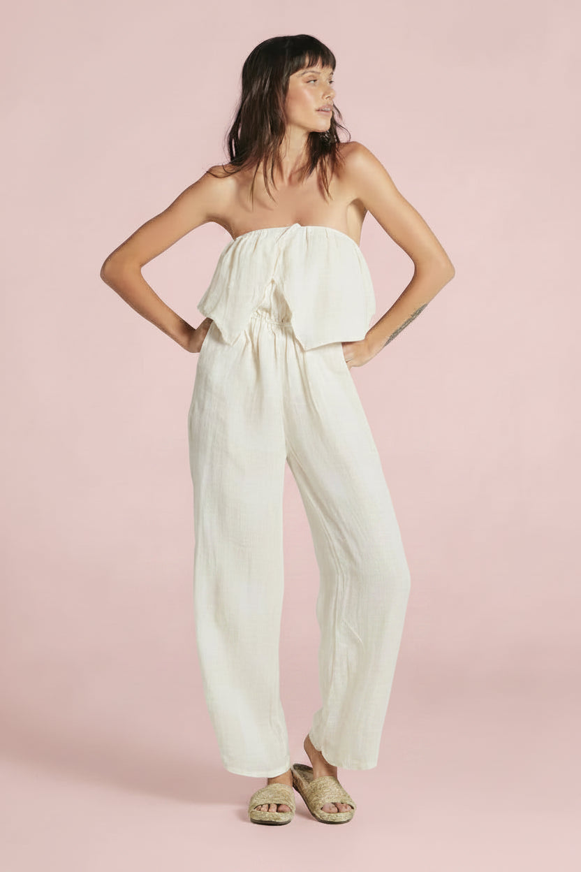 Estillo Emporio Papillion Jumpsuit - Panna White LUXAMORE  