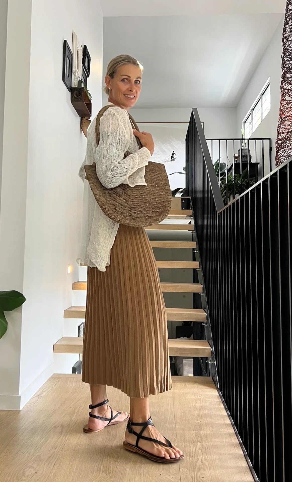 Estilo Emporio Carita Cover Up Linen Dress - Rete worn by model in natural setting LUXAMORE 