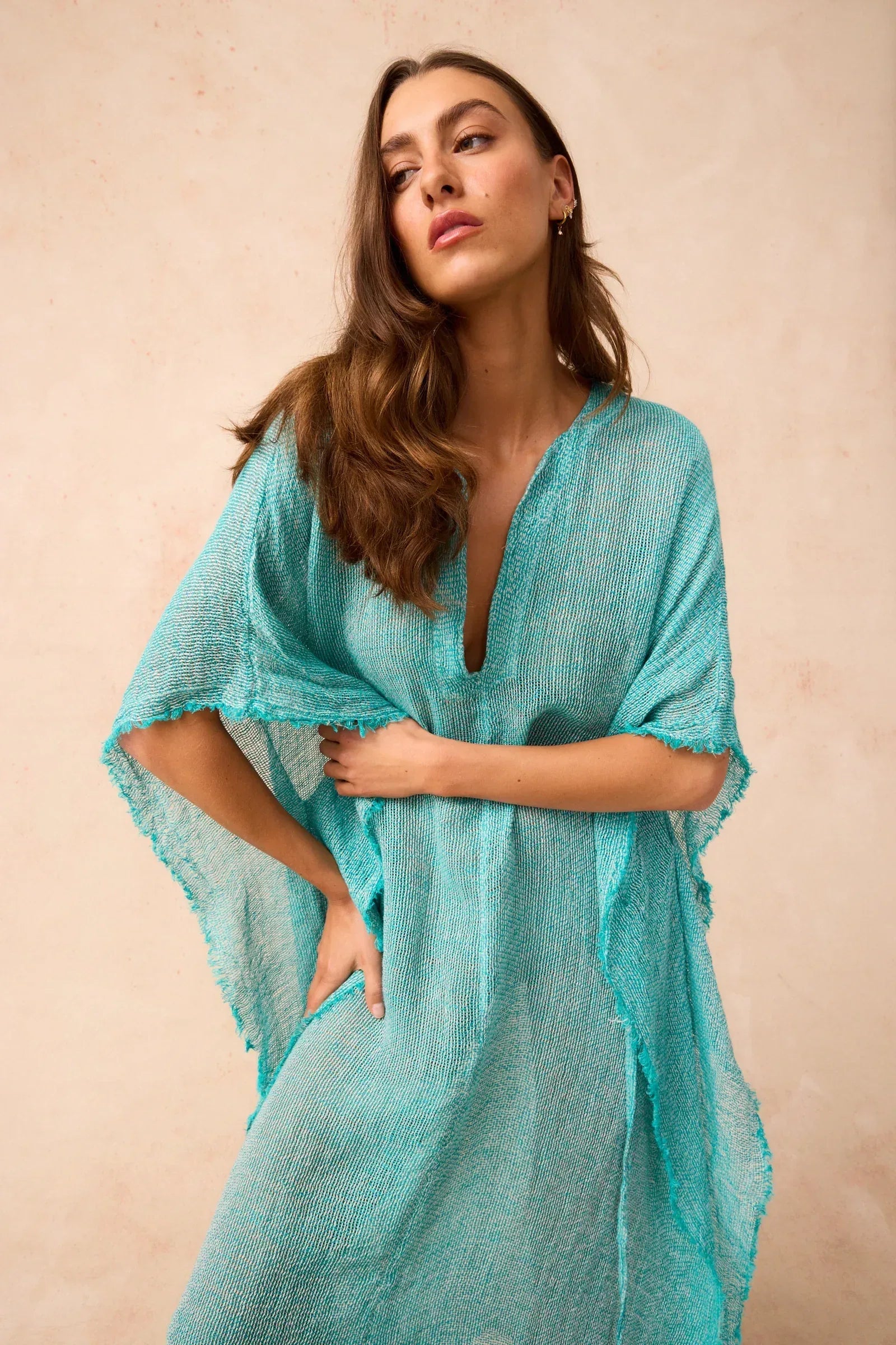 Exclusive Estilo Emporio Corfu Kaftan Dress - Rete Taupe - LUXAMORE