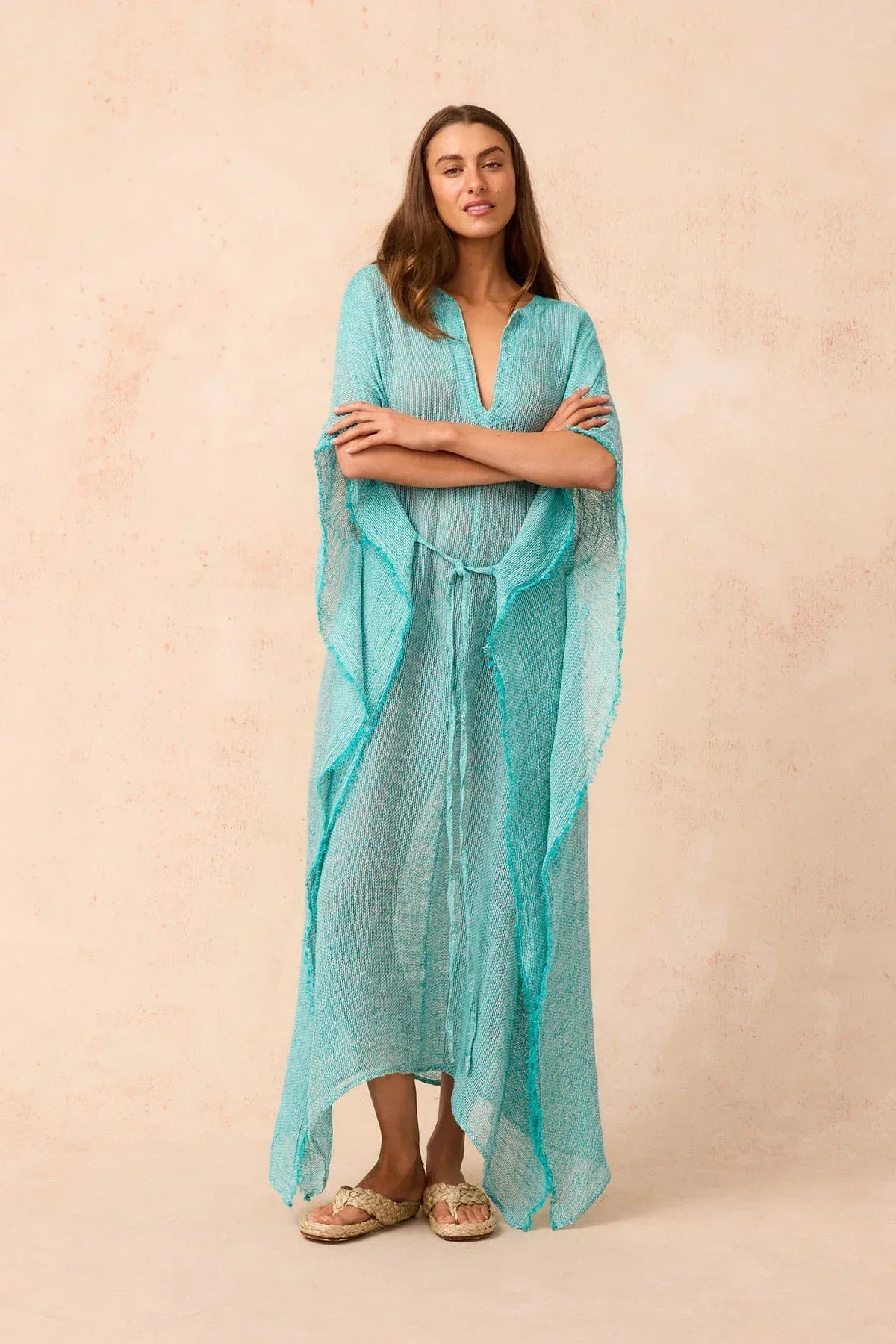 Exclusive Estilo Emporio Corfu Kaftan Dress - Rete Taupe - LUXAMORE