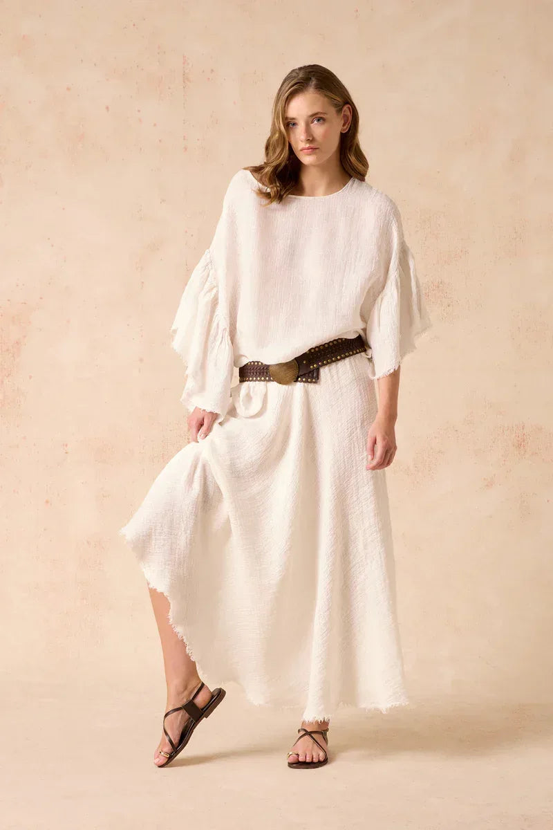 Estilo Emporio Exclusive Maxi Ruota Skirt in Aida Pesante Black LUXAMORE  