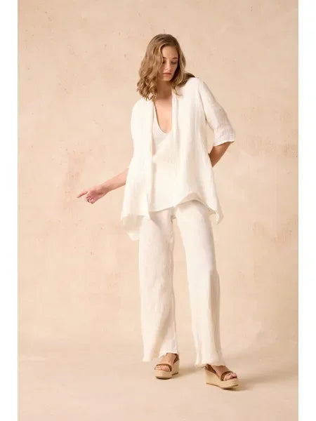 Estilo Emporio Greco Top worn by model in natural setting LUXAMORE 