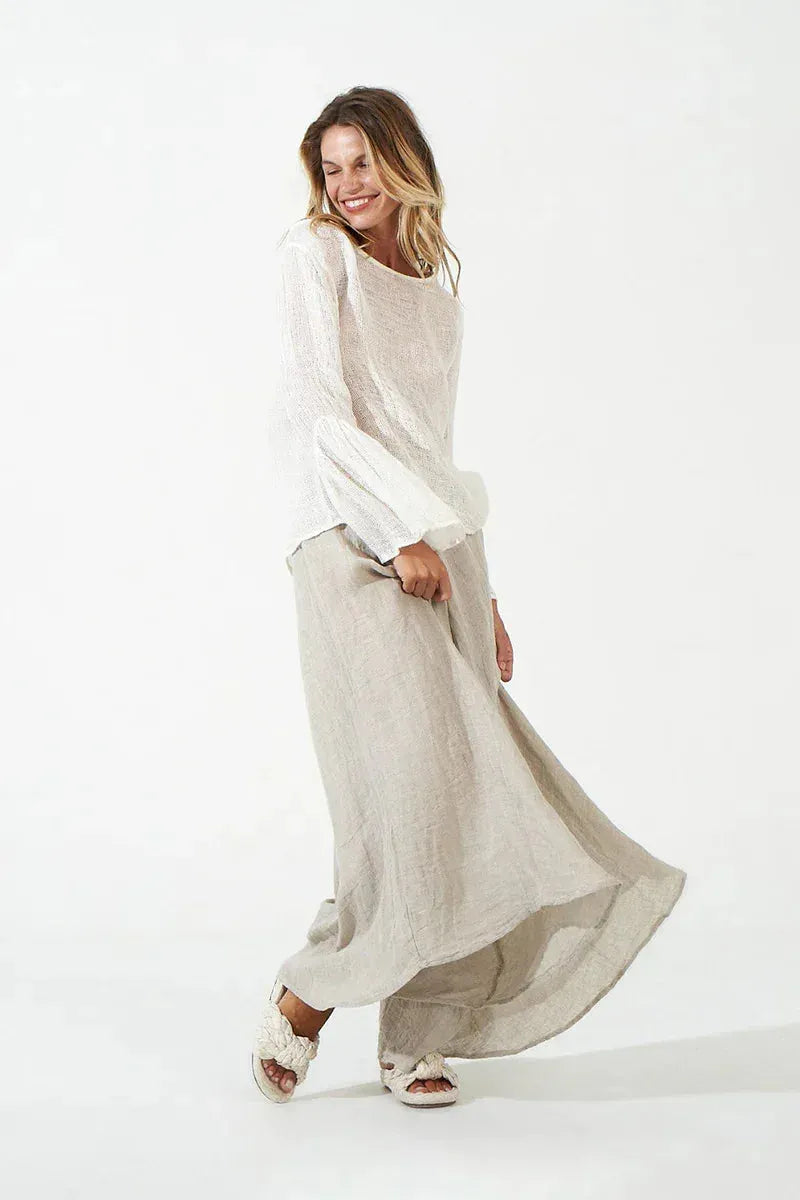 Estilo Emporio Halston Top - Natural worn by model in natural setting LUXAMORE 