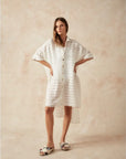 Woman Wearing Estilo Emporio La Cota Cover Up Linen Dress - Dress LUXAMORE