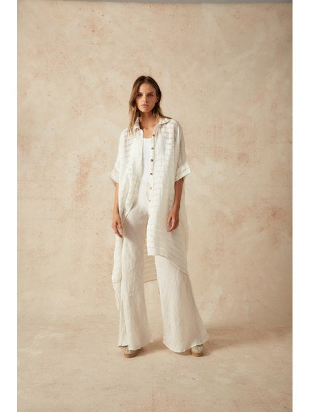 Linen Dress Mini Handloom La Cota Cover Up Estilo Emporio