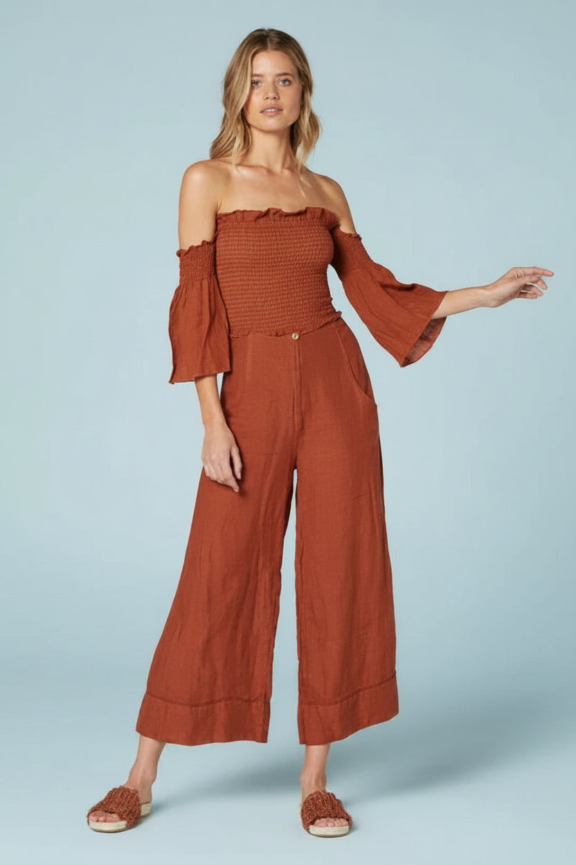 Estilo Emporio Linen Pant Tropez - Rust LUXAMORE  