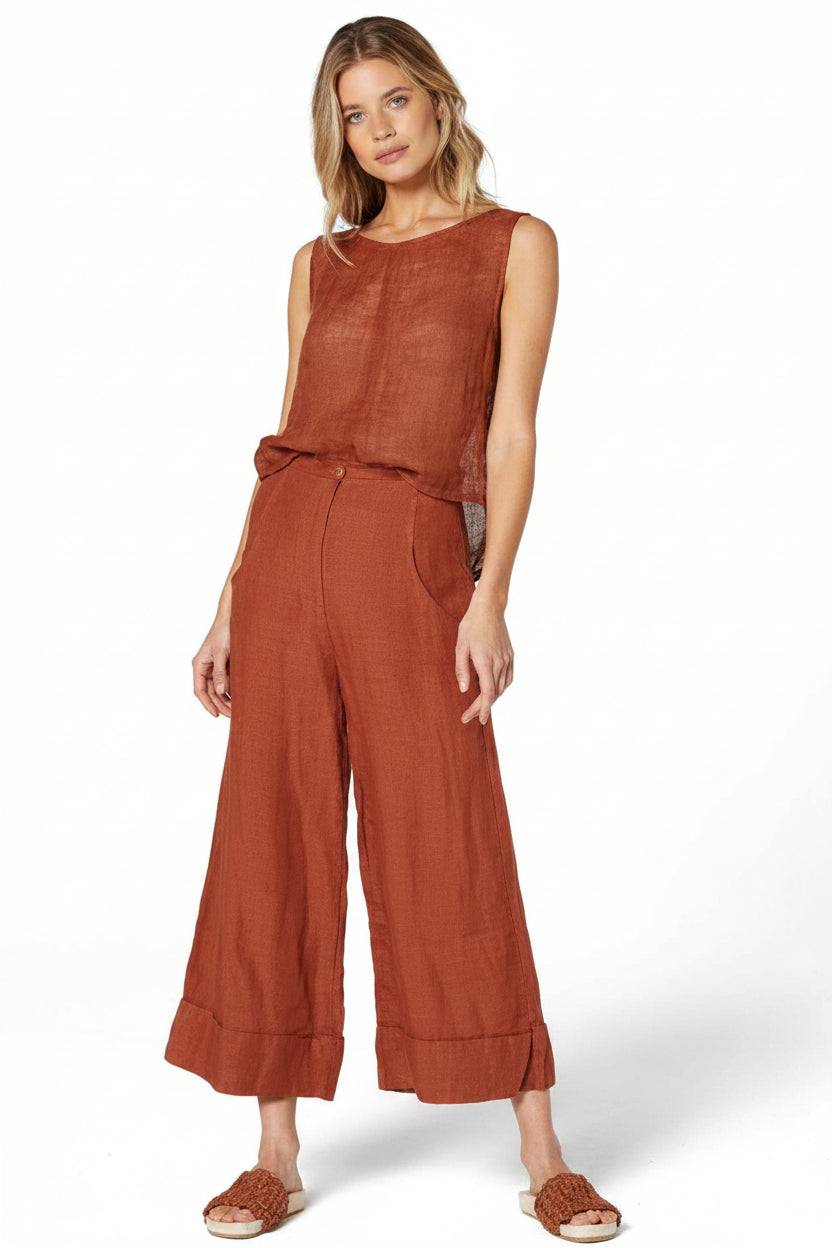 Estilo Emporio Linen Pant Tropez - Rust LUXAMORE  