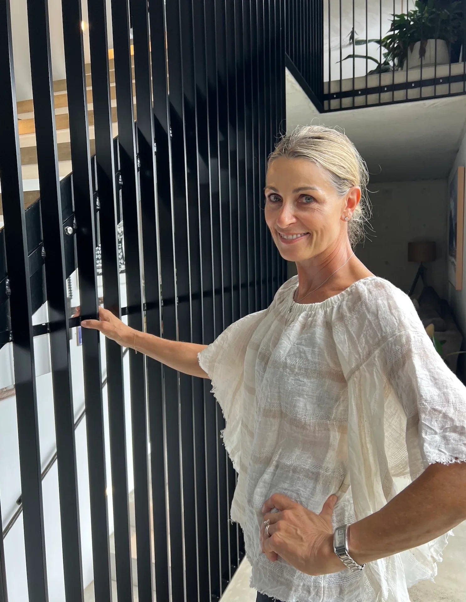 Estilo Emporio Mexicana Top worn by model in natural setting LUXAMORE 