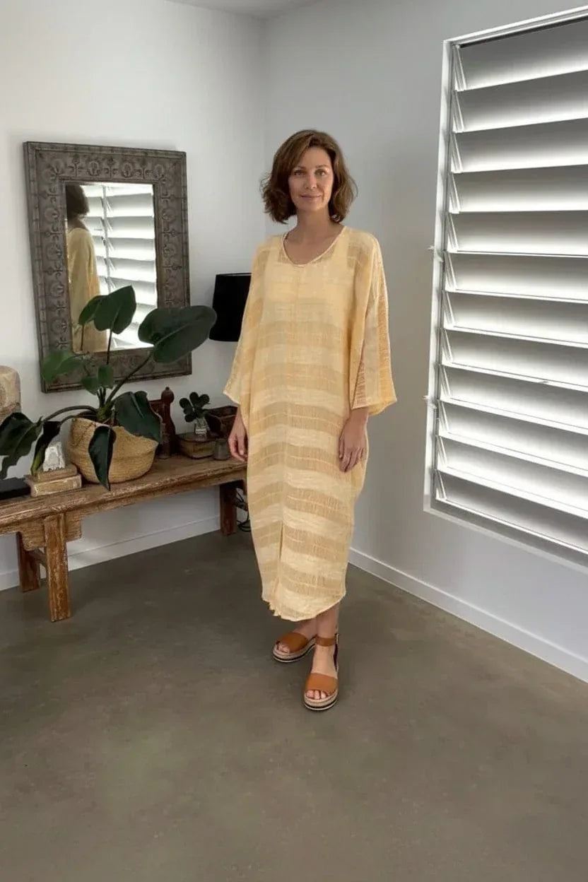 Exclusive Estilo Emporio Neve Dress - Tele Atena Yellow - LUXAMORE