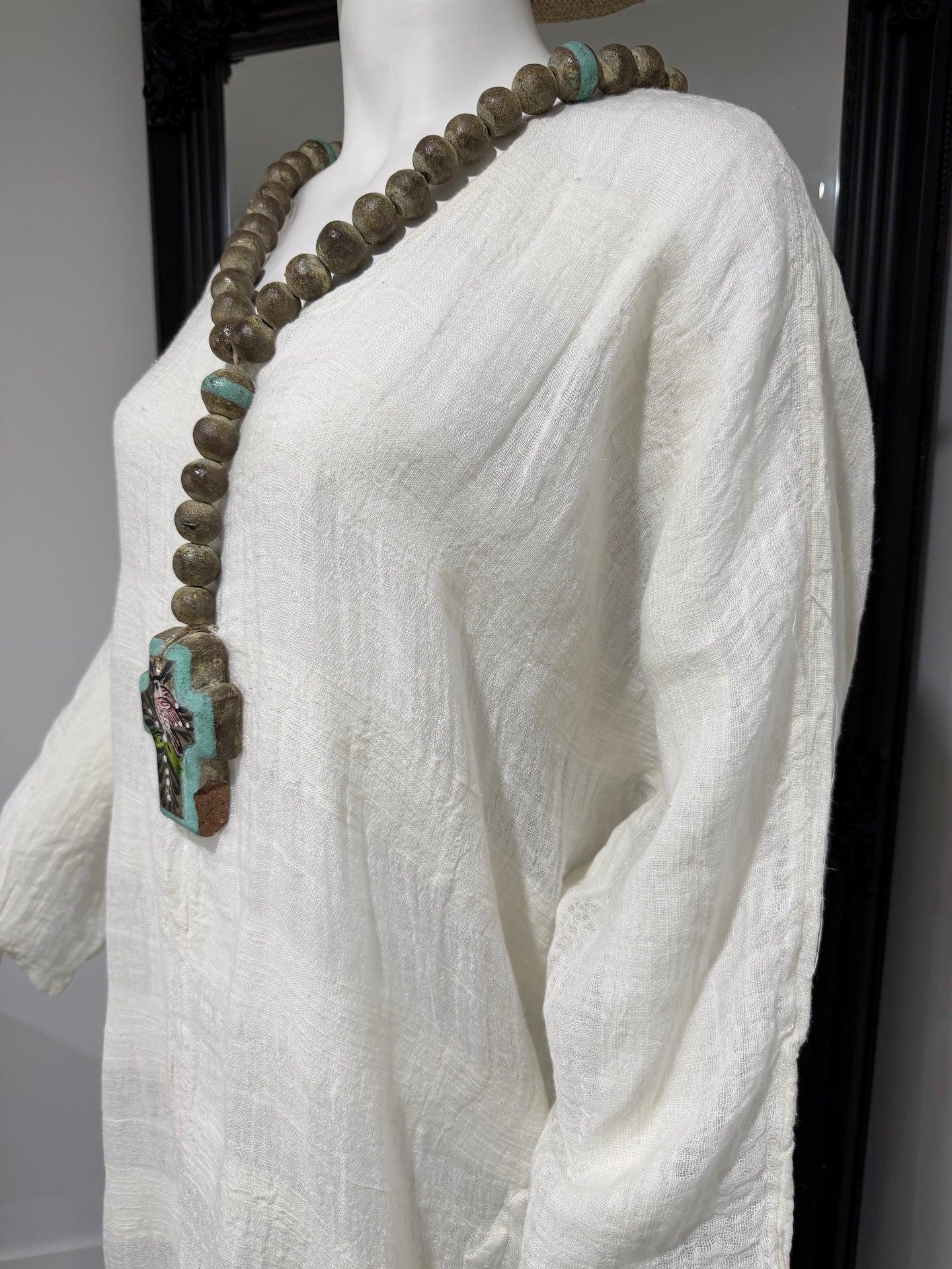 Estilo Emporio Neve Linen Dress -Tela Atena Panna - LUXAMORE