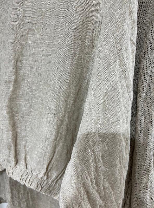 Estilo Emporio Poppy Top worn by model in natural setting LUXAMORE 