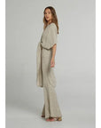Estilo Emporio Tie Kimono - Scorpione Natural worn by model in natural setting LUXAMORE 