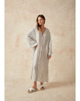 Woman Wearing Estilo Emporio Zorba Maxi Linen Dress - Dress LUXAMORE