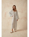 Woman Wearing Estilo Emporio Zorba Maxi Linen Dress - Dress LUXAMORE